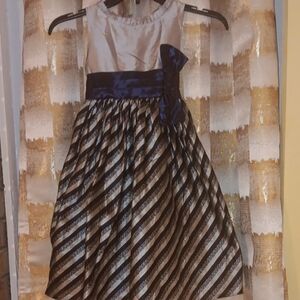 Chic Kids Formal Dress with Black and Silver Stripes